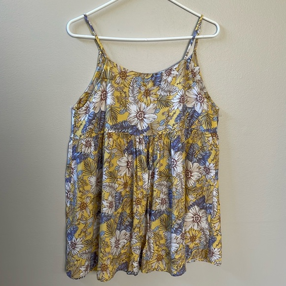 E-Luna, Womens Geri Tank Spaghetti Strap Sleeveless Daisy Floral Top Sz M - Picture 7 of 8